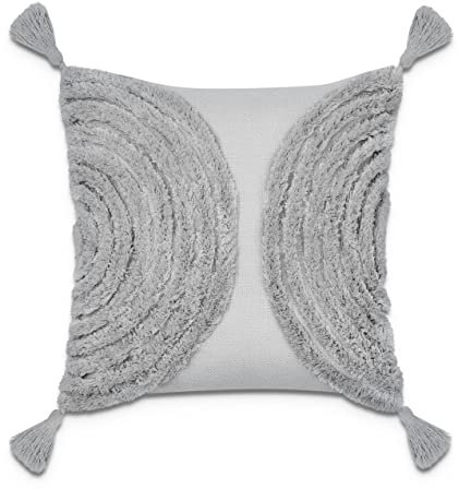 Paco Home Kissen Bezug Kissenbezüge Mit Quastenfransen Boho Kissenbezug Kissenhülle Boho Sofa Couchkissen Zierkissen, Farbe:Grau, Sets:Single