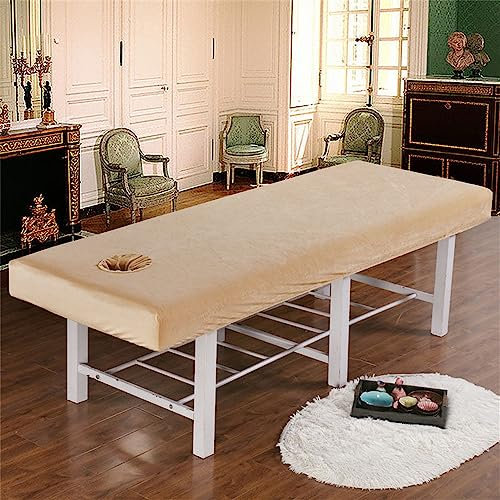 Highdi Bezug für Massageliege mit Loch, Kristallsamt Dick Waschbare Beauty Bettbezug Elastisches Massagetische Bezug Weiches Atmungsaktiv Massagebett für Spa, Schönheits (190X80CM,Kamel)