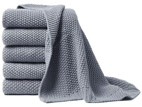 Prinz Strickdecke, Wohndecke, Kuscheldecke 130 x 170 cm (Mittelgrau)