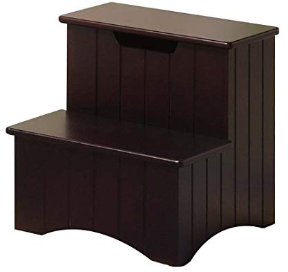 AYVADA Hocker, Leiter, niedriger Hocker, Nachttisch, Zwei Stufen, Treppe, Haushalt, Fenster, Massivholzhocker (Farbe: Dunkelbraun)