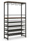 GiantexUK 32 Bottles Wine Rack, 6-Tier Freestanding Wine Display Holder with Middle Shelf, Tabletop & Glass Holders, Metal Frame Wine Storage Shelves Rack for Cellar Kitchen Bar