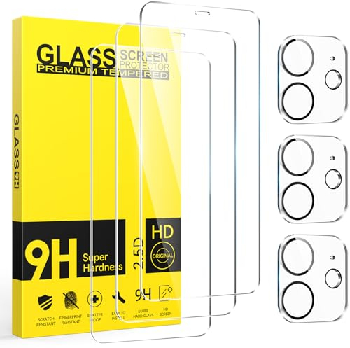Niphabe 3 Piezas Protector Pantalla Para iPhone 11 con Protector Camara Para iPhone 11,6,1 Pulgadas,Dureza 9H,HD Cristal Templado,Antiarañazos,Antihuellas,Sin Burbujas,Ultra Transparente