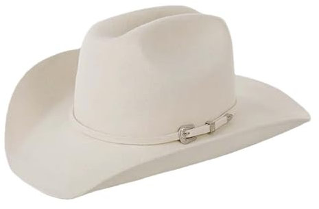 Western-Cowboy-Hut aus Wollfilz amerikanische Hüte Fedora-Hut mit breiter Krempe für den Außenbereich grau schwarz weiß Kaffeefarbe White 54-56CM S