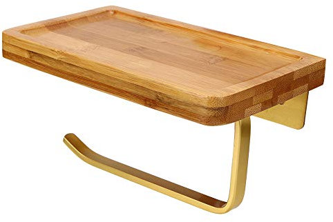 Porte-Serviettes en Papier Mural, Porte-Papier Hygiénique en Bois avec étagère de Rangement, Organisateur de Rouleaux de Mouchoirs en Papier, Accessoires de Cuisine et de Salle de Bains