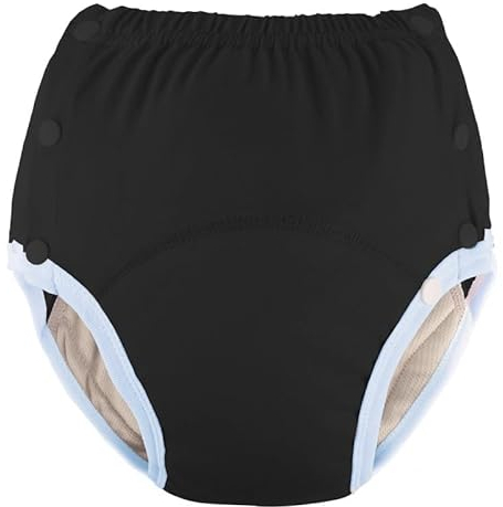 Inkontinenzhose aus Baumwolle für Erwachsene: waschbar, atmungsaktiv, verstellbar, auslaufsicher, ältere Menschen (Black, XXL)