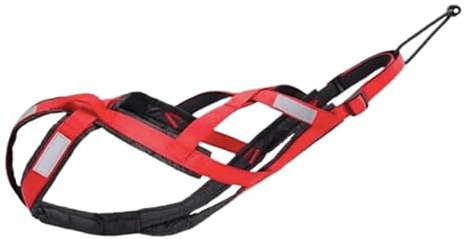 Total Sportgeschirr mit Hund, Laufen, Canicross, Schlitten, Mushing, Fahrrad, Roller... (M, Rot)