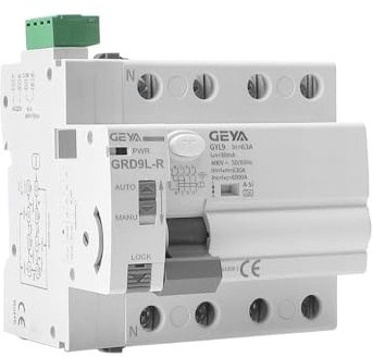 GEYA Disjoncteurs de fuite à réenclenchement automatique RCD électromagnétique (Réenclencheur AC220V+A-SI Type RCCB 4P-63A-30mA)