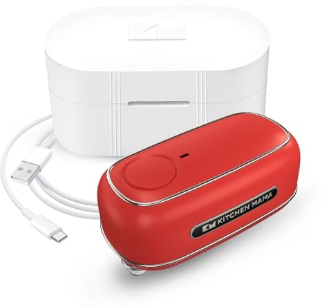 Orbit One wiederaufladbarer Dosenöffner von Kitchen Mama: Freihändige Bedienung, Aufladen über USB-C, automatische Abschaltung, glatter Rand, Klinge in Profiqualität für große Dosen (Rot)