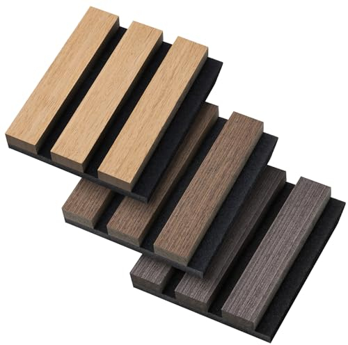 Soundsbay® Akustikpaneele 2er-Set Akustikplatten Lamellenwand aus Holzfunier und Filz Holzpaneele Wand | Moderne Wandpaneele, 14 x 12 cm, Probenbeutel