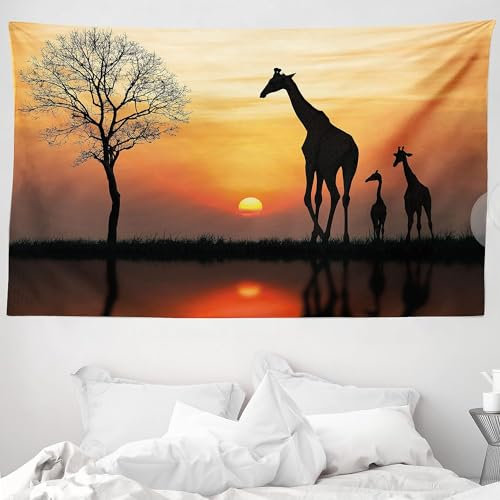Pechiwuo Afrika Wandteppich Tier Wandbehang Giraffe Wandtuch Aesthetic mit Muster Wandteppiche 3D Tapisserie Tapestry für Schlafzimmer Wohnzimmer Wohnheim Deko 200 x 150 cm E2105