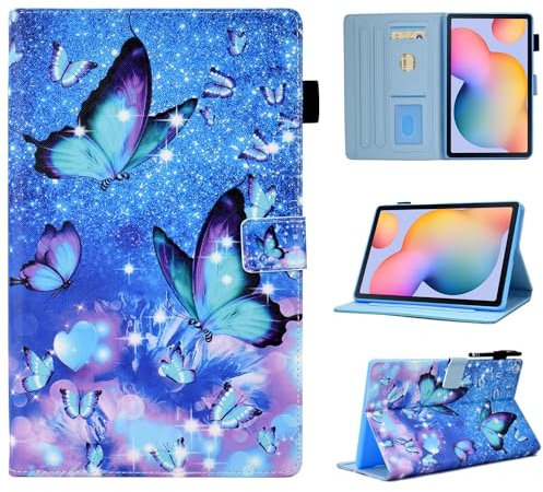 BYCeKe für iPad Case 10. Generation 10,9 Zoll 2022, für iPad A16 11 Generation 11 Zoll 2025,für i Pad 10 Gen Cute PU Leder hülle mit Stifthalter und Ständer für Kids, Girl, Women, Blauer Schmetterling