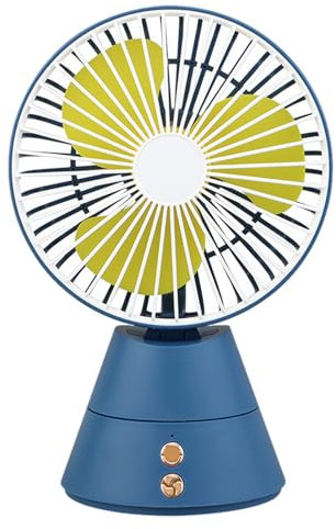 Mini ventilateur à 3 vitesses – Ventilateur de bureau oscillant rechargeable pour un refroidissement réglable et antidérapant – Lumière LED pour un temps chaud parfait, bureau, chambre à coucher