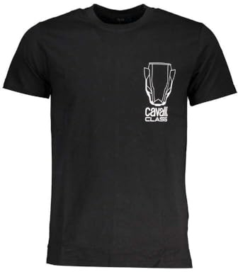 Cavalli Class Schwarzes Baumwoll-T-Shirt für Herren