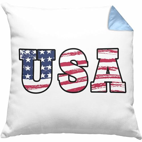 Trendation USA Flagge Kissen mit Füllung 40x40 Geschenk Amerika Reisen (Blau)