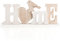 com-four® Holz-Dekoration Schriftzug - Zeitlose Tischdeko - stilvoller Deko-Aufsteller aus Holz mit Herz und Vogel - Wohnraumdekoration im Vintage-Stil - großes Holzschild (1 Stück - Home - L)