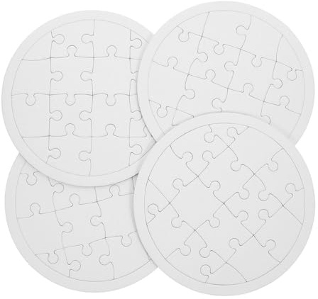 HONMEET 4sheets Blank Drawing Jigsaw Puzzle Graffiti Blank Puzzle Pieces for Diy Graffiti for Boys and Girls Artistic Activities