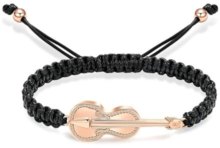 AIWENXI Bracelet de crémation de guitare pour cendres musique guitare urne bracelet pour hommes femmes acier inoxydable corde tressée bracelet guitare amoureux souvenir bijoux, 1.57, No Gemstone