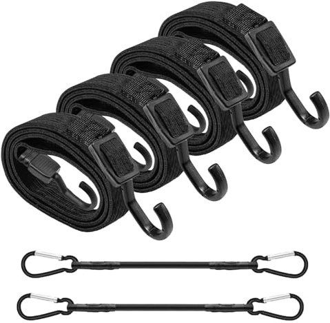 Spanngummi mit Haken 4er Set Expander Schwarz 100cm Gepäckspanner Spanngurte mit Haken Gummispanner mit Haken für Sonnensegel, Garten, Fahrrad, Auto, Tarps