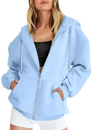 Qixiu Jacke Mit Kapuze Damen, Oversized Hoodies, Einfarbiger Pulli, Sweatjacke Aus Baumwolle, Leichte Wanderjacke, Zip Hoodie Mit Reißverschluss, Weiß