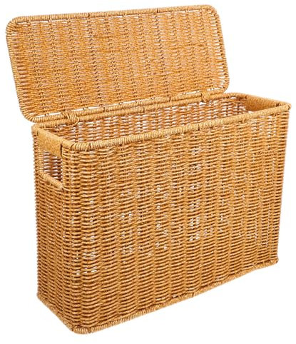 KITANDOVE Narrow Tall Storage Basket Woven Rattan Box Storage Chest for Household Compact Organizing Basket