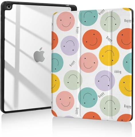 Trizoanic Smart Folio Case for ipad 11th/10th Generation case, 10.9 inch ipad case 11th/10th Generation with Shockproof Frame,Clear Back,Pencil Holder,Auto Sleep/Wake,Smiley Face