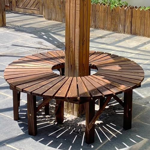 Runde Gartenbank aus Massivholz, dekoratives Pflanzenständerregal für den Außenbereich für die Veranda im Hinterhof und die Terrasse, wetterfeste Sitzbank zum Umwickeln eines Baumes (Farbe: 2 Stück