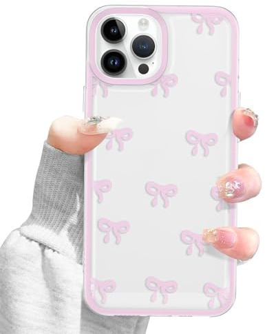 Rokmym Hülle Kompatibel mit iPhone 13,Cute Süßes Bow Schleife Design Aesthetic Muster Schutzhülle TPU Bumper Cover Frauen Mädchen Anti-Kratzer Stoßfeste Hülle für iPhone 13,Rosa