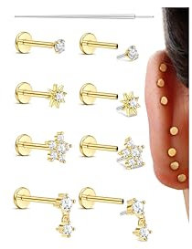 20G Helix Piercings Gold Tragus Piercing Chirurgenstahl Conch Piercing Ohr Tragus Ohrringe Nasenpiercing Stecker Hypoallergen Conch Labret Medusa Piercings Lippenpiercing CZ Ohrschmuck