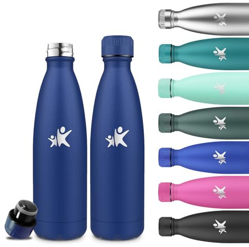 Grsta Botella Agua Acero Inoxidable, Cantimplora Termica 500ml, A Prueba de Fugas, Botella Agua Niños, Mantiene 24H Frio/12H Calor, Cantimplora sin Bpa, para la Escuela, Oficina, Deportes, Camping