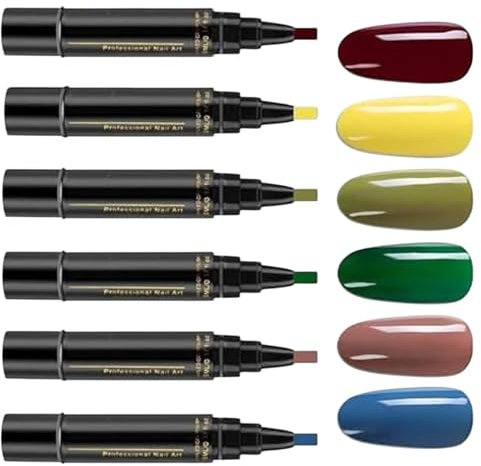 Gelstifte für Nägel, tragbarer Nagelstift, Malzubehör, schnelltrocknend, 6 Farben, bruchsicherer Gelschreiber für Maniküre