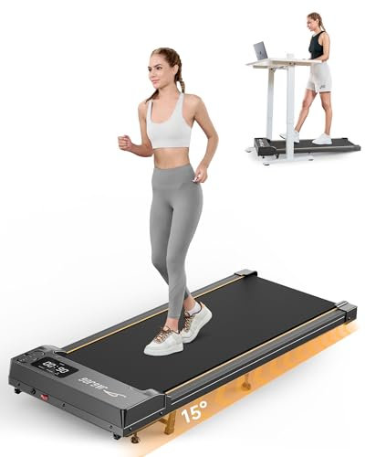 Laufband für Zuhause mit Steigung, 1-6 km/h Walking Pad mit Neigung, 2.5 PS Laufband Schreibtisch Leise mit LED Anzeige und Fernbedienung, Laufband Steigung für Büro (Schwarzes)