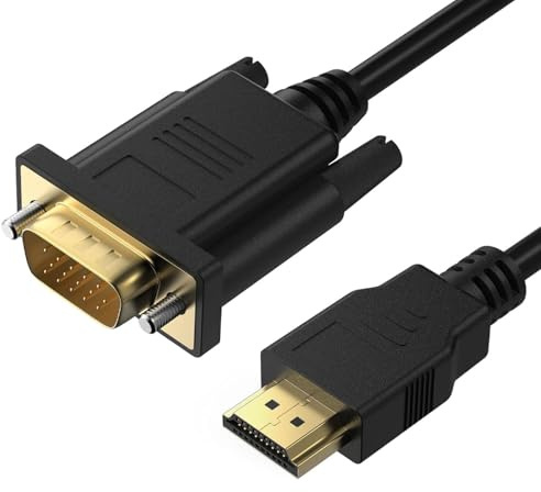 PANPEO HDMI to VGA Adapter Cable 6ft, Gold-Plated Connectors - Compatible with Laptop, Monitor, Projector, TV, Xbox, Roku