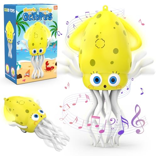 Ovaasy - Electric Baby Toy with LED Light and Music, Squid Dancing Toys for Boys and Girls Age 3-5 4-5 Automatic Obstacle Avoidance Birthday for Boys Girls