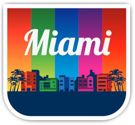 Aufkleber: 200 mm, 1 Stück - Miami Vinyl Sticker Aufkleber Skyline Regenbogen Art-Déco Souvenir Reise Deko 200 mm