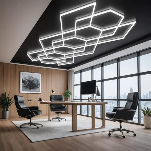 rivestiiltuogarage Plafonnier LED nid d'abeilles, design, pour atelier, garage automobile, station de nettoyage, bureau, réparateur de pneus, atelier polissage auto (4,89 x 2,35 M)