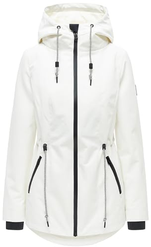 Navahoo Damen leichte wasserdichte Übergangsjacke kurze Jacke mit wasserdichtem Verschluss, Taillenzugkordel und verstellbarer Kapuze Blumentanz 14 S-3XL