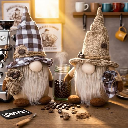 2 Stück Kaffee Wichtel,Frühling Sommer Wichtel,Herbstdeko Wichtel,Figuren Frühling Kaffeebar Deko,Figuren Dekoration Frühlingdeko,Herbstdeko Zum Aufhängen Plüsch,Herbst Zwerg Plüsch Das Erntedankfest