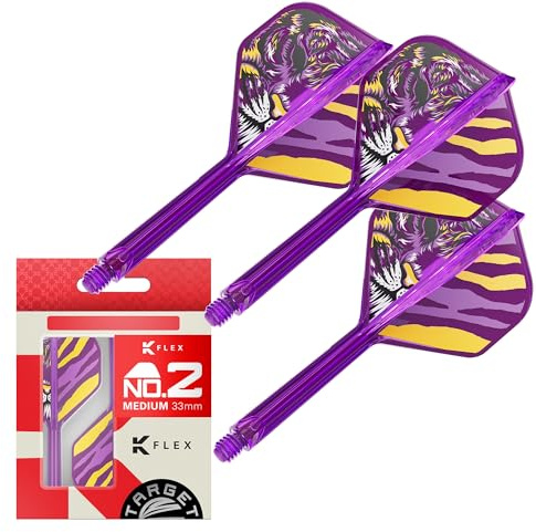 Target Japan Endeavour K Flex Fléchettes Ailettes et Arbres Système, N° 2 (Moyen, 33mm) | Lot de 3 Kflex All in One Flight, Player Édition Kasumi Sato Darts Accessoires | K-Flex Dart Stem