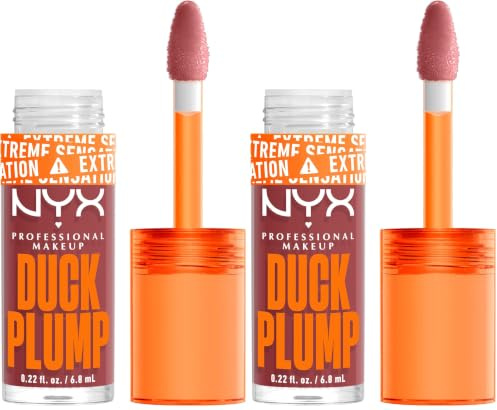 NYX Professional Makeup Lipgloss mit Schmollmund-Effekt, Glossy Finish & intensive Farbe, Extremes Volumen & Fülle dank Ingweröl, Vegane Formel, Duck Plump Lip Lacquer, Mauve Out my Way