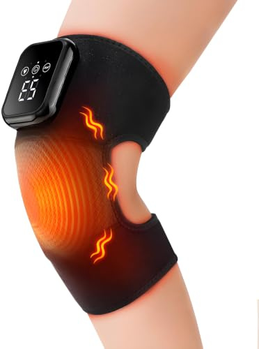CBDYWVR Heated Knee Massager, 3 Temp & Vibration Levels, Home & Work Use | 2000mAh Battery, Wireless Design, 15-Minute Auto Shutoff, Adjustable Strap, Soft Fleece Lining,Fits Knees for Most Sizes