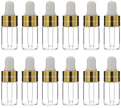 12 PCS 3 ML Recharge Verre Huile Essentielle Bouteilles Compte-gouttes Maquillage Cosmétique Échantillon Pot Jar Pot avec Oeil En Verre Compte-gouttes (Clear)