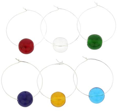 GlassOfVenice Set di 6 ciondoli in Vetro di Vino Arcobaleno in Vetro di Murano