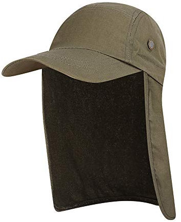 Qlans Unisex Adults Safari Sun Hat with Ear and Neck Flap Cover, UPF 50+ Protection, Green