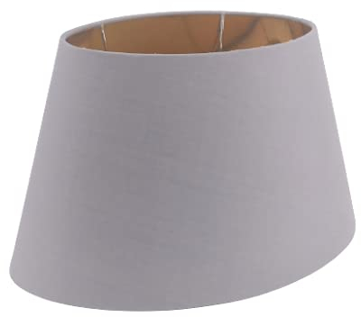 Lampenschirm für Tischlampe, Stehlampe, Fensterbank Lampe Ø 30cm | E27 | Oval Konische Form 20 x 30 x 18 cm | Grau in Leinen Optik | für Tischleuchten