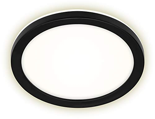BRILONER - LED Wandlampe mit indirektem Licht, flach, neutralweiße Lichtfarbe, Aussenlampe, Wandleuchte aussen, LED Strahler außen, Außenleuchte, Außenwandleuchten, 21x2,8 cm, Schwarz