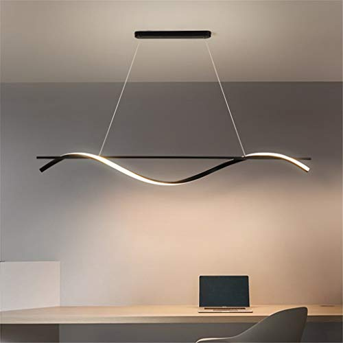 LED Modern Pendelleuchte Esszimmerlampe Hängeleuchte Dimmbar Esstischlampe Bürolampen Hängend, Höhenverstellbar Hängelampe Mit Fernbedienung Acryl-Schirm Für Wohnzimmer Decke Deko Lampe,Schwarz,100cm