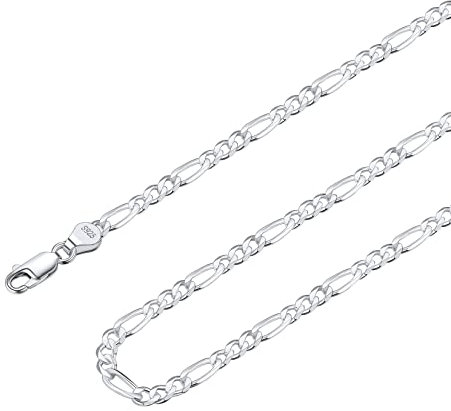 Suplight Silberkette Herren 925 Silber Halskette Damen Figaro Kette 3mm Breit Hip-Hop Panzerkette 71cm lang Gliederkette Choker Unisex Kette cooler Modeschmuck