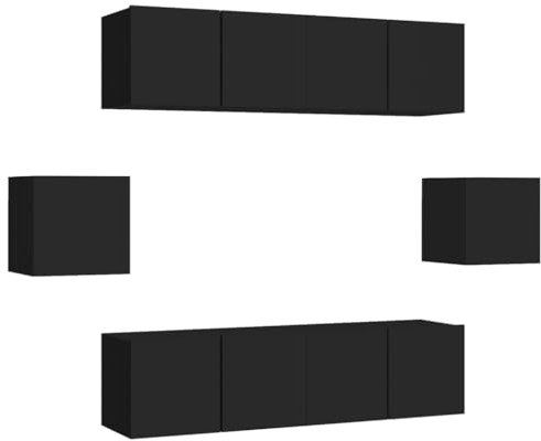 vidaXL Ensemble de Meubles TV 6 pcs, Ensemble d'Armoires de Télévision avec Rangement, Meubles Télé de Salon, Noir Bois d'Ingénierie