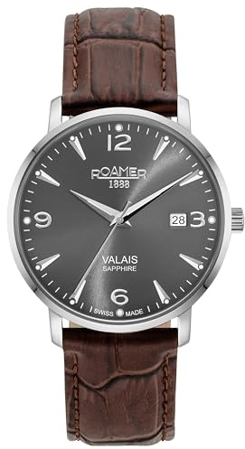 Roamer Herren Armbanduhr Valais 39 mm Armband Leder 958833 41 54 05