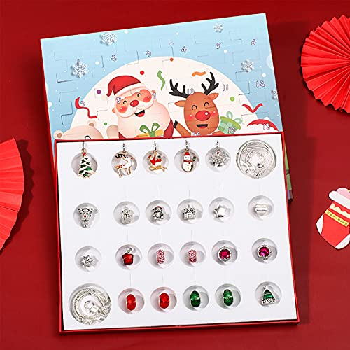 Adventskalender 2021 Kinder Schmuck, Adventskalender Mädchen Teenager Schmuck, Weihnachtskalender Frauen, Weihnachts Adventskalender mit Armband Bastelset Geschenke überraschung DIY 4 - 10Jahre (A)